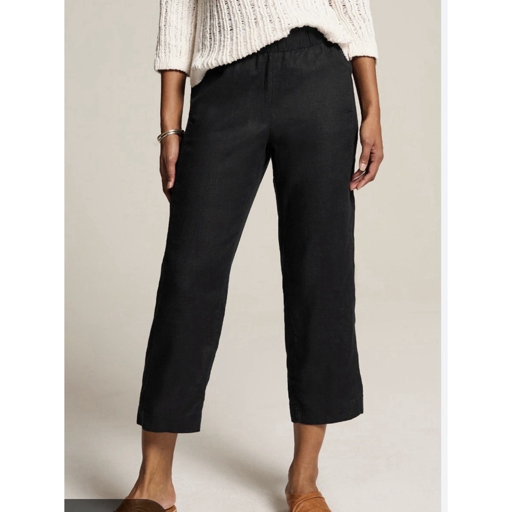 J. Jill Linen Pants Black Elastic Waistband Plus Size 20W XL NEW Classic Comfort